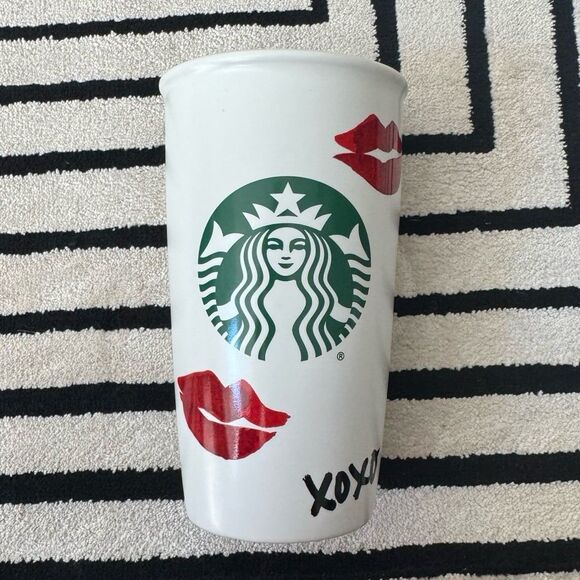 Starbucks XOXO Kisses Lips Travel Tumbler 12 oz - Picture 6 of 7
